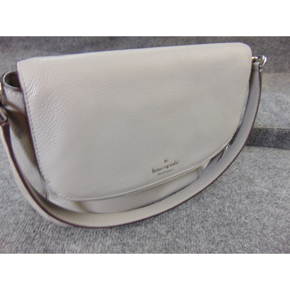 Kate Spade Cobble Hill Small Ella Bag Gray Leather Crossbody Shoulder Purse S338